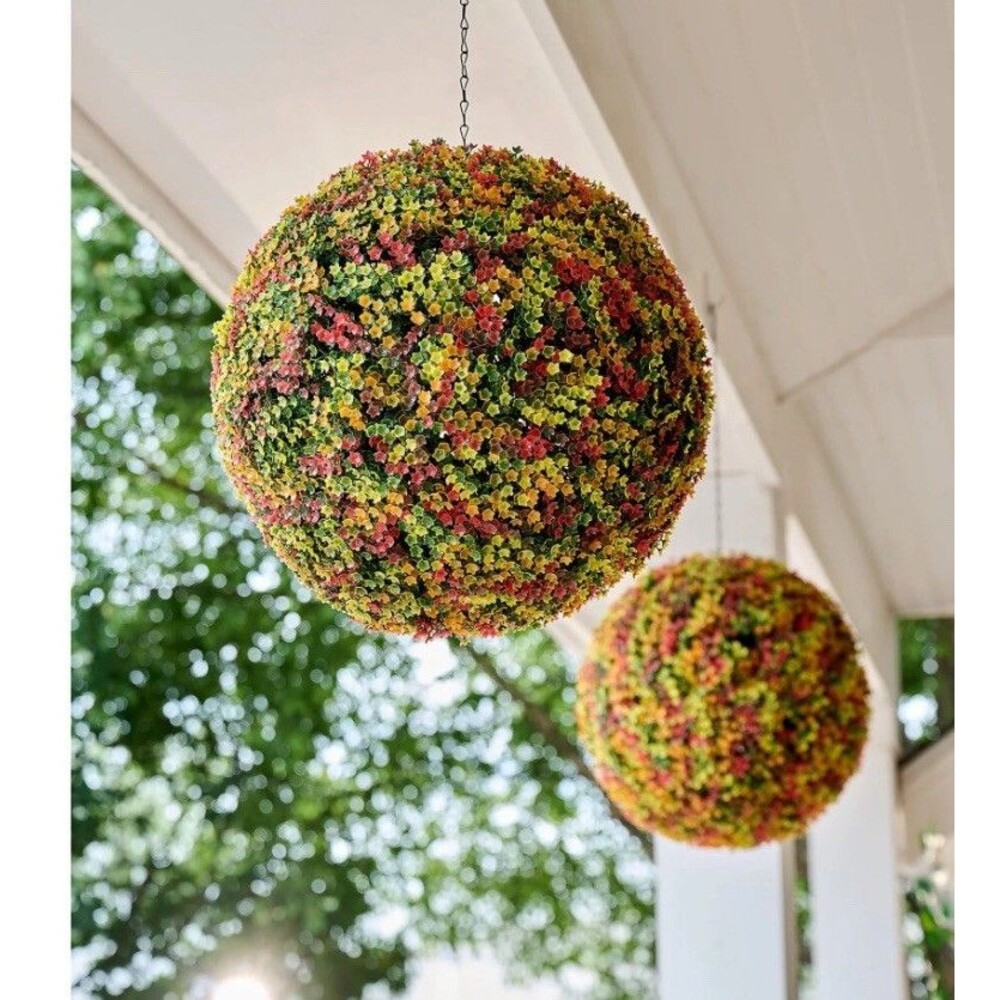 Wicker Park S/2 Oversized 15" Faux Floral Spheres - Harvest Multi Color - Picture 2 of 2